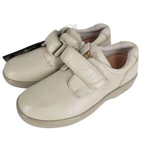 Dr Comfort Size 5.5 M Comfort Shoes Maggy Cream Leather Hook and Loop Diabetic